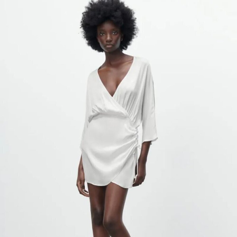 ZARA DRESS WITH JAPANESE SLEEVE AND GATHERED SKIRT SIZE S 2298 159 250